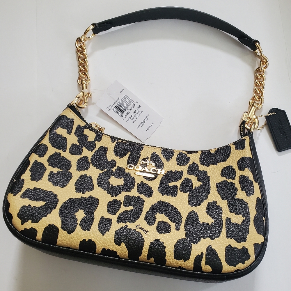 NWT COACH Teri Leopard Print Shoulder Bag